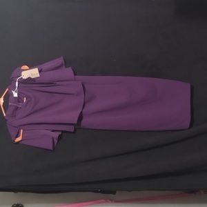purple knee/mid calf length short sleeve faux  dress NWT